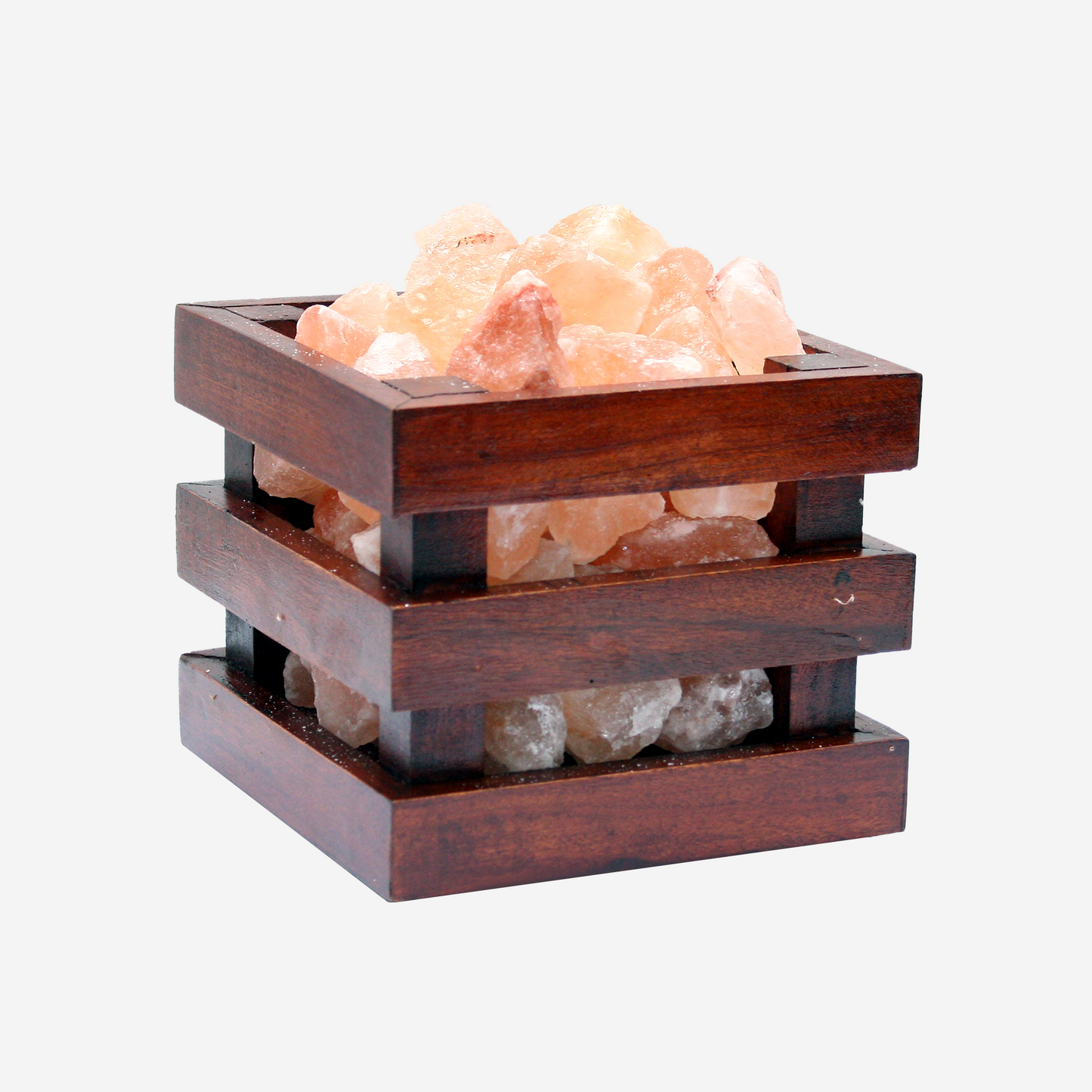 Square Wooden Basket Himalayan Salt Lamp