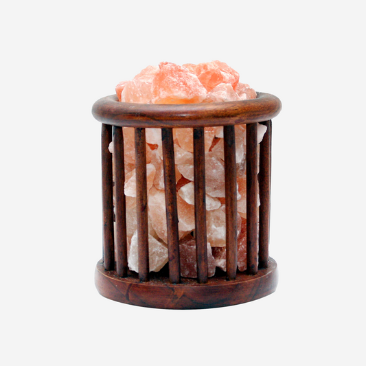Cage Wooden Basket Himalayan Salt Lamp