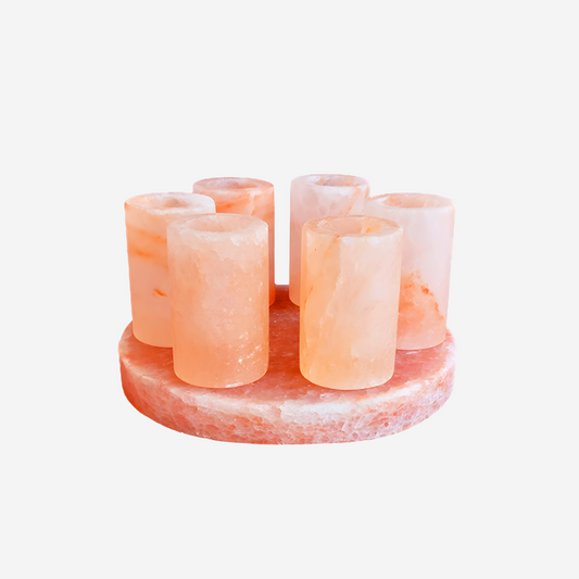 Himalayan Salt Shot Glass Set – 6 Glasses with 1 Tray